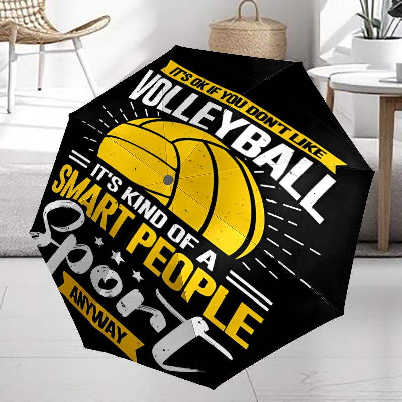 Volleyball Theme Automatic Umbrella, Lightweight & Portable, 8 Rib, Perfect for Outdoor Travel, Birthdays, Christmas, Gifts.