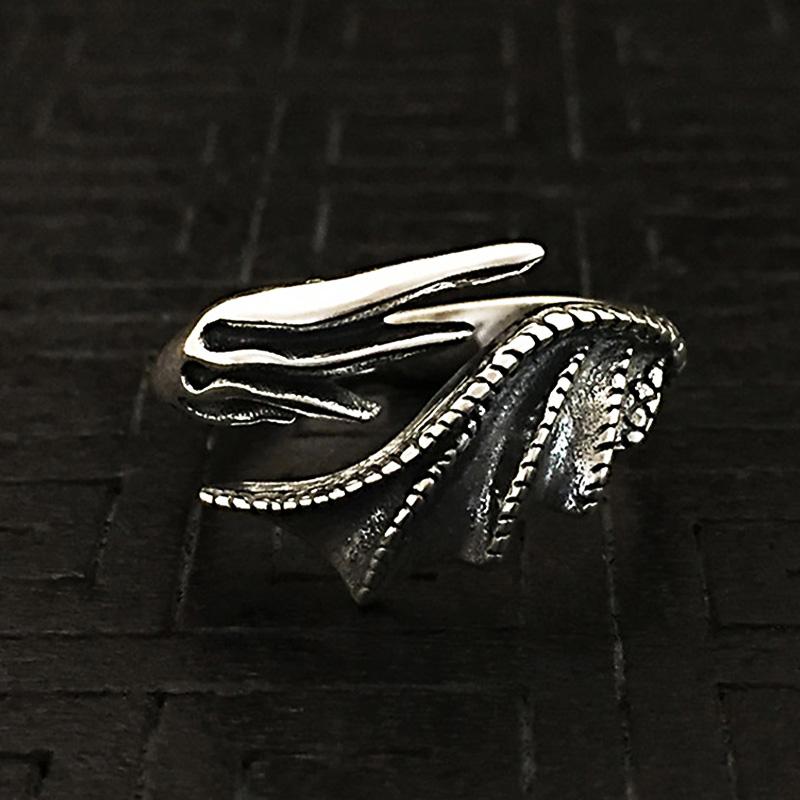Retro Demon Dragon Wings Ring For Men Women Punk Gothic Open Ring Handmade Designer  Unisex Accessories Gift For Lovers