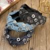 Y2K Denim Headband Wide Hollowed Out Eyelets Headband Headwear Punk Hairband  Women