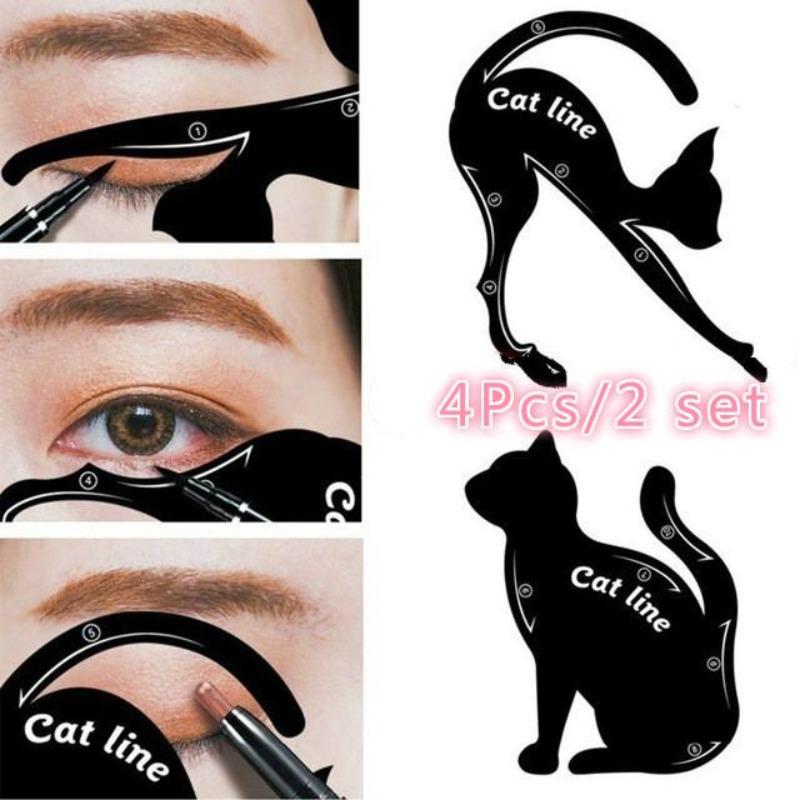 2 Sets of Cat Line Mold Pro Eye Makeup Tool Eye Liner Template Shape Model Eyebrow Shadow Wholesale Make Up Accessories