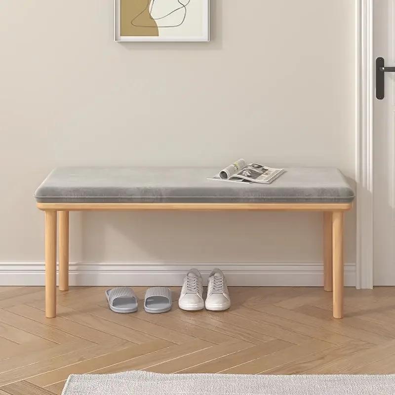Nordic Light Luxury Entering Households, Changing Shoes, Benches, Long Benches Can Be Sat At the Entrance, Made of Solid Wood