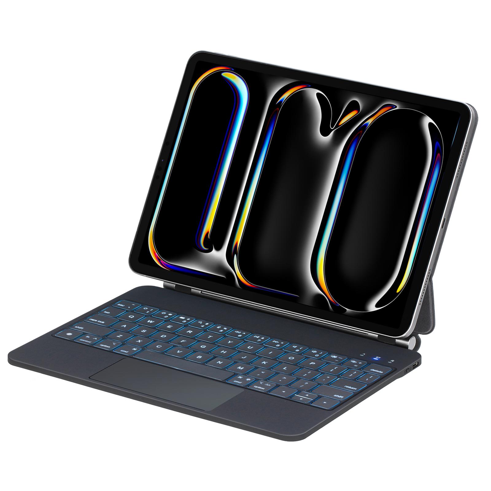 

P13 For iPad Pro 11 (2024) Tablet Stand Case with Touchpad Bluetooth-compatible Keyboard Black