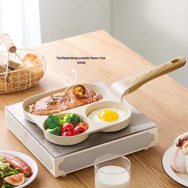 SUPOR Square Three-Hole Breakfast Frying Pan
