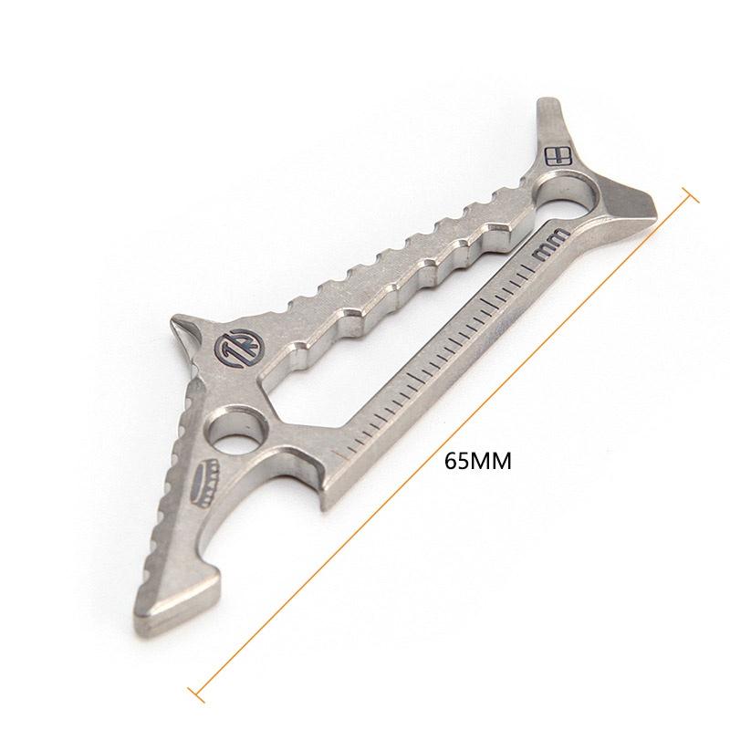 Titanium Alloy Crowbar Shark Shape EDC Multifunctional Hexagon Wrench Bottle Opener Phillips Straight Screwdriver Ruler Keychain