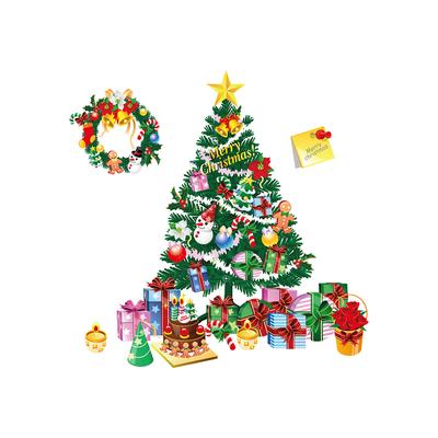 Autocollant mural de noël, bricolage, père noël, arbre de noël, couronne de noël, fenêtre, décoration de la maison