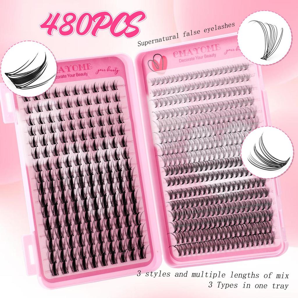 C-Kurve DIY Einzel-Cluster-Falsche-Wimpern-Set - 547 Segmentierte Cluster für dichte, geschwungene untere Wimpern