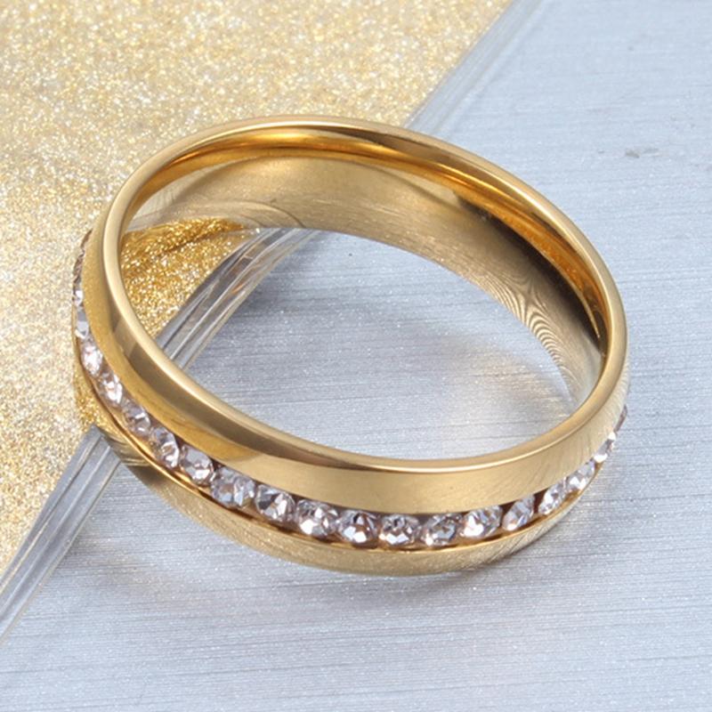 316L Edelstahl Ring Kristall Ringe Für Frauen Kreis CZ Mode Engagement Schmuck Geschenke Großhandel