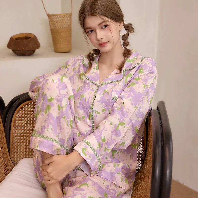 Pyjamas, Bequeme Hauskleidung, Bedruckte Pyjamas, Langärmlige Anzüge Für Damen, Kann Über Dem Pyjama Getragen Werden