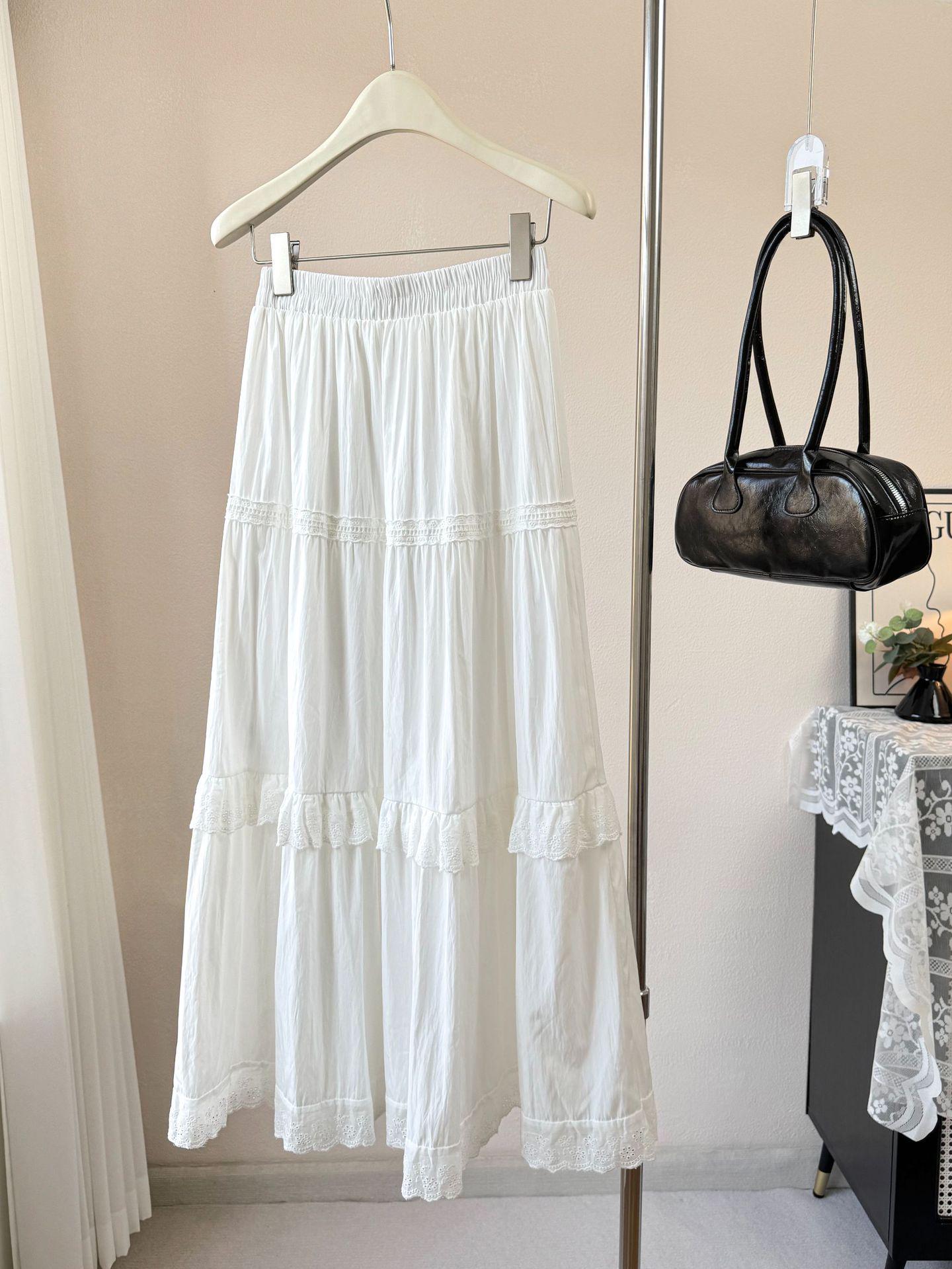 

Niche Design Gentle Embroidered Lace Trim Layered Skirt - Women s Spring/Summer 2026 Collection One Size білий