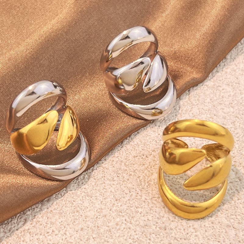 Stainless Steel Smooth Surface Design Rings for Women Men Classic Exaggerated Wide Chunky Opening Ring Party Jewelry Accessories