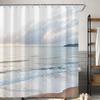 Beach Sunset Shower Curtain Ocean Waves And Sand Tropical Coast View Serene Bathroom Art Water Resistant Fabric Coastal Theme