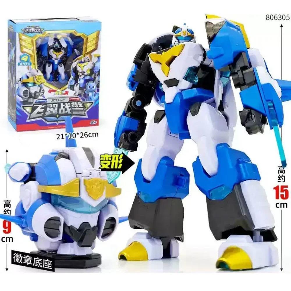 MiniForce Super Poliziotti Scien JET Poliziotto Marino Robot Trasformabile Emblema Testa Modello Mini Force Deformazionermazione Action Figure Giocattoli
