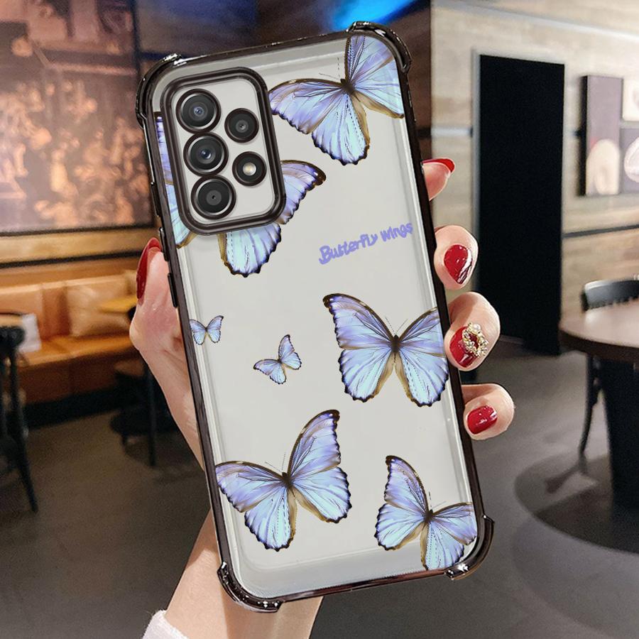 Red Blue Butterfly Phone Case for Samsung Galaxy A52 A17 A13 A35 A36 A26 A21s A33 A24 A25 A16 A15 Soft Cover