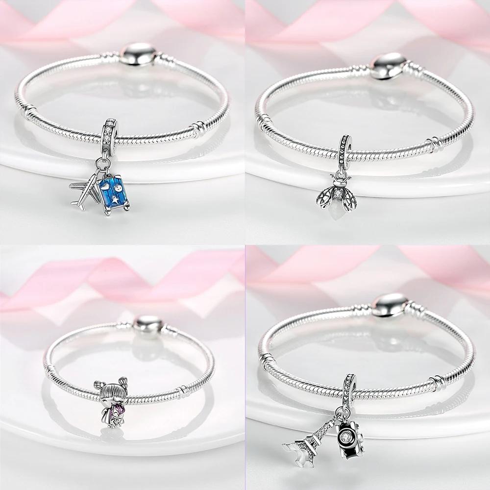 New Copper Charms Cat Moon Love Heart Beads Fit Original Pan Bracelet Making Woman Jewelry Fashion Pendant Gift