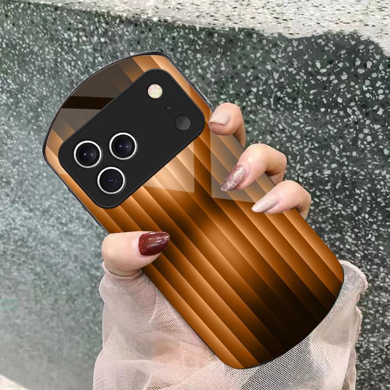 Brown delicate gradient For iPhone 17 16 15 14 Pro 13 Plus 12 mini 11 Pro Max XR X S 7 8 Elliptical Tempered Glass Phone Case