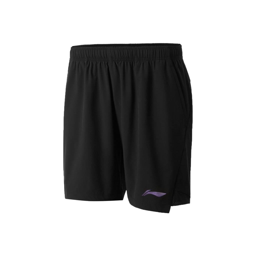 Li Ning Badminton Series Solid Color Logo Quick-Dry Cool Competition Sports Shorts Unisex shorts Black AAPU129-1