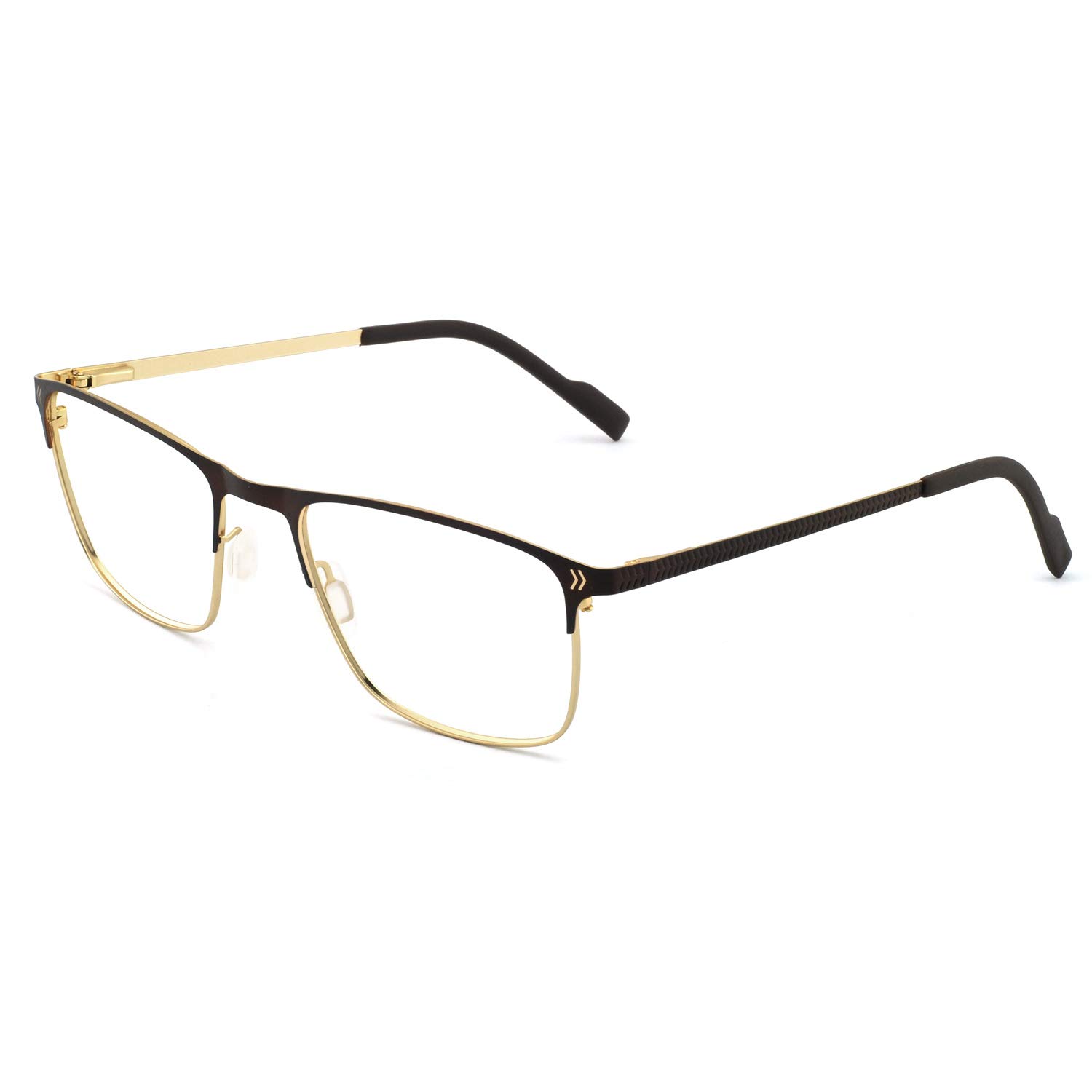 

OCCI CHIARI Модные винтажные прямоугольные оправы для очков с пружинными петлями, блокирующие синий свет и УФ-излучение, защита, без диоптрий (Коричневый/Серебристый)