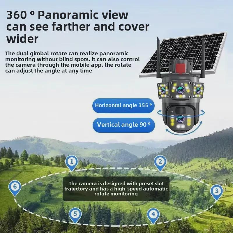

Бездротова вулична камера на сонячних батареях 360°: Водонепроникний, повнокольоровий, не потребує електрики
