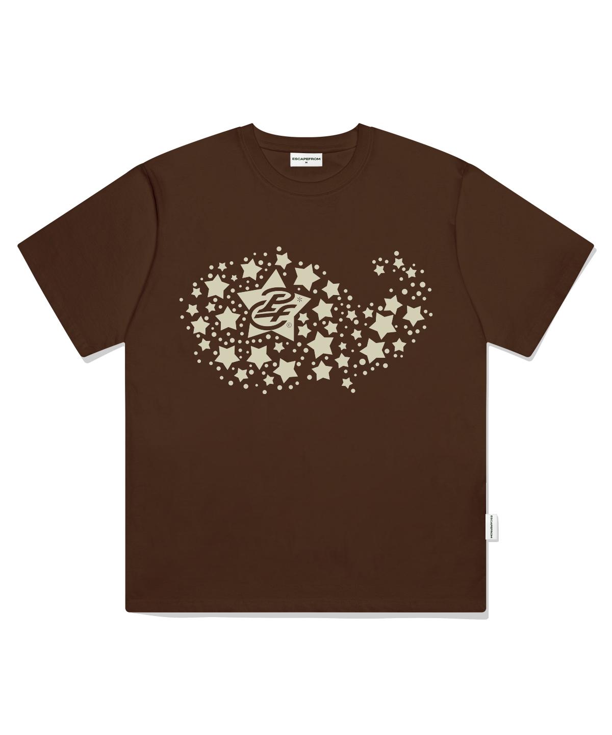 Escape From Star Whale Print Oversized Short Sleeve T-Shirt Brown L