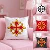 Region Occitania Occitan Cross Cushion Cover Plush Fabric Soft Double-Sided Printed Invisible Zipper Sofa Pillow Case Home Decor