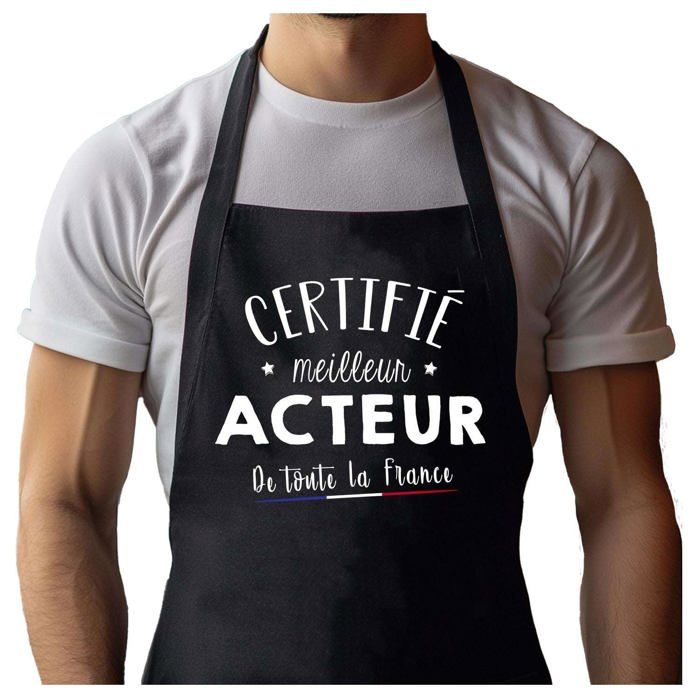 Tablier de cuisine - Acteur Certifié Meilleur de France - Noir - Coton résistant - Impression bretonne (Fabriqué en France)