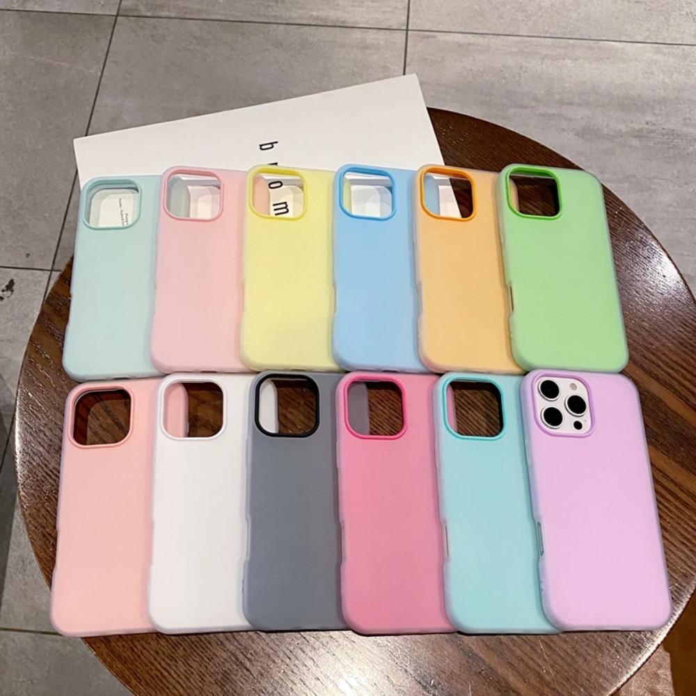 Luxury Candy Color Matte Phone Case For iPhone 11 12 13 14 15 16 17 Pro Max Plus Air Shockproof Bumper Back Cases Cover