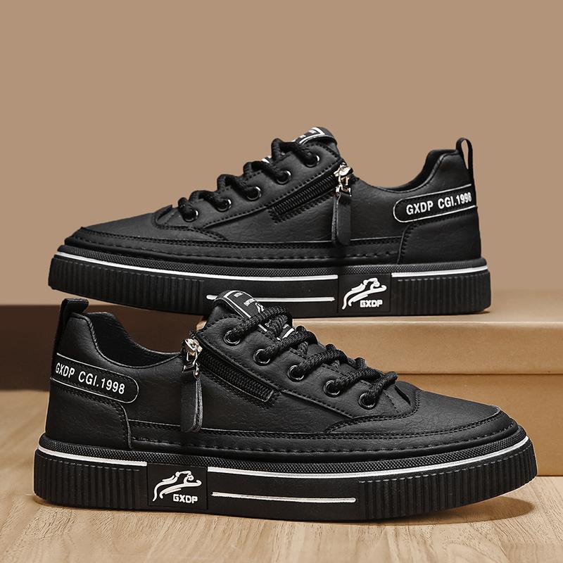 

Белые кожаные кроссовки на толстой подошве, повседневные балетки, нескользящие, для ходьбы на открытом воздухе, спортивные, для скейтбординга, вулканизированные, уличные, на шнуровке 39 чёрный