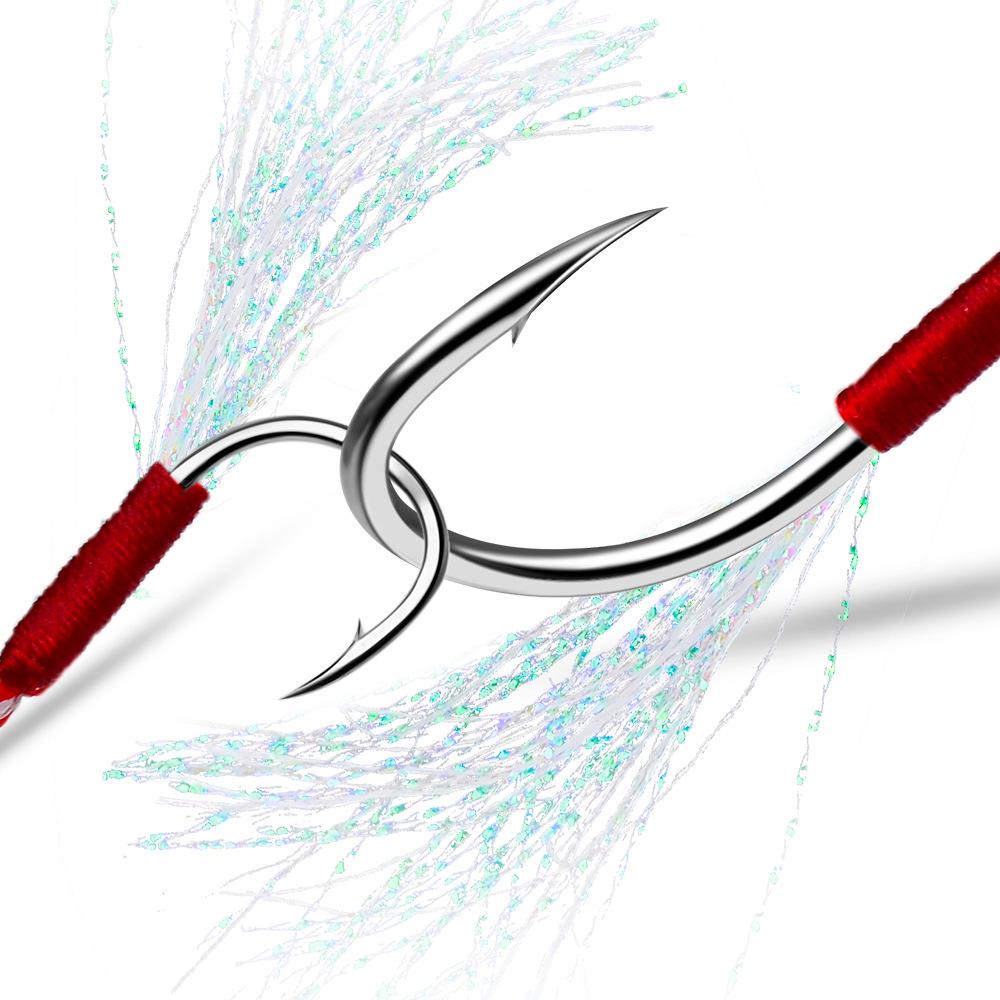 Ise Ni High Carbon Steel Barbed Hook with Feather for Sea Fishing