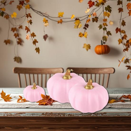 6/12 stk Skum Gresskarpynt Realistisk Design Rosa Gresskar Halloween-statue Inspirerende Hjemmedekorasjon