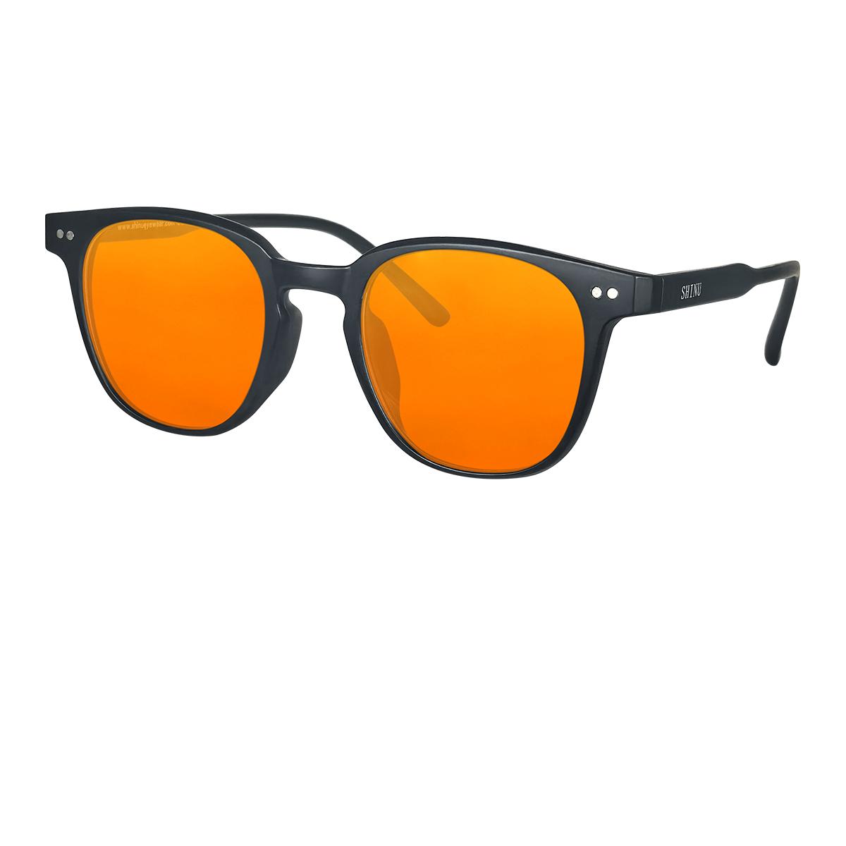 

Red Lens Glasses for Sleep Better Orange Red Lens Blue Light Filter in Nighttime Improve Insomnia Computer Glasses Men Women