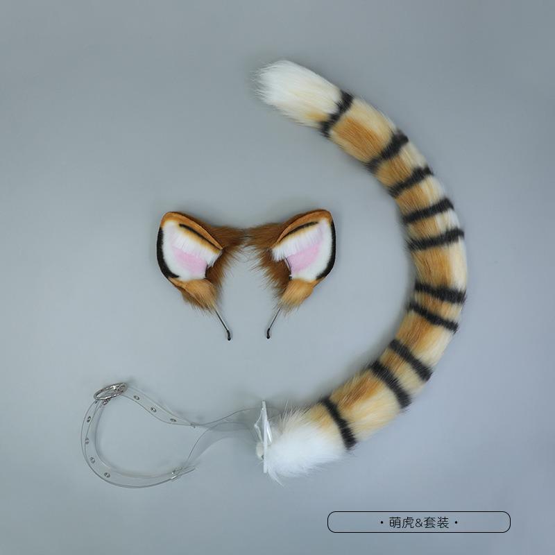 Tiger Stirnband handgemacht Plüsch Cosplay Requisiten Simulation Tierohren Schwanz Set Kopfschmuck Haarschmuck
