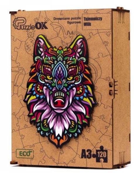 Puzzle Drewniane Układanka Tajemniczy Wilk Kolorow Pua3-00725