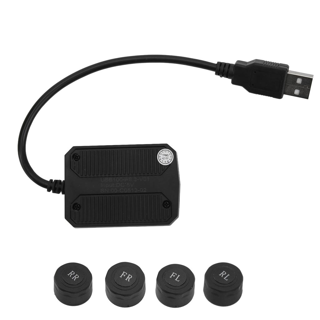 Tire Pressure Monitoring System with Wireless 4 Internal External Sensor for Android Navigation USB Interface Universal