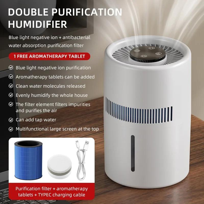 USB Humidifier 4L Large Capacity Mist-free Humidifier with Blue Light Negative Ion Purification For Babies and Pregnant Women