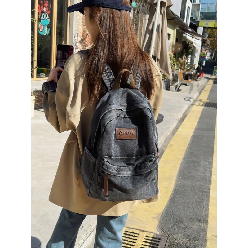 Vintage Denim Canvas Backpack for Men and Women, Suitable for Couples, for School, Travel, Casual, Lazy Style, Japanese and Kore