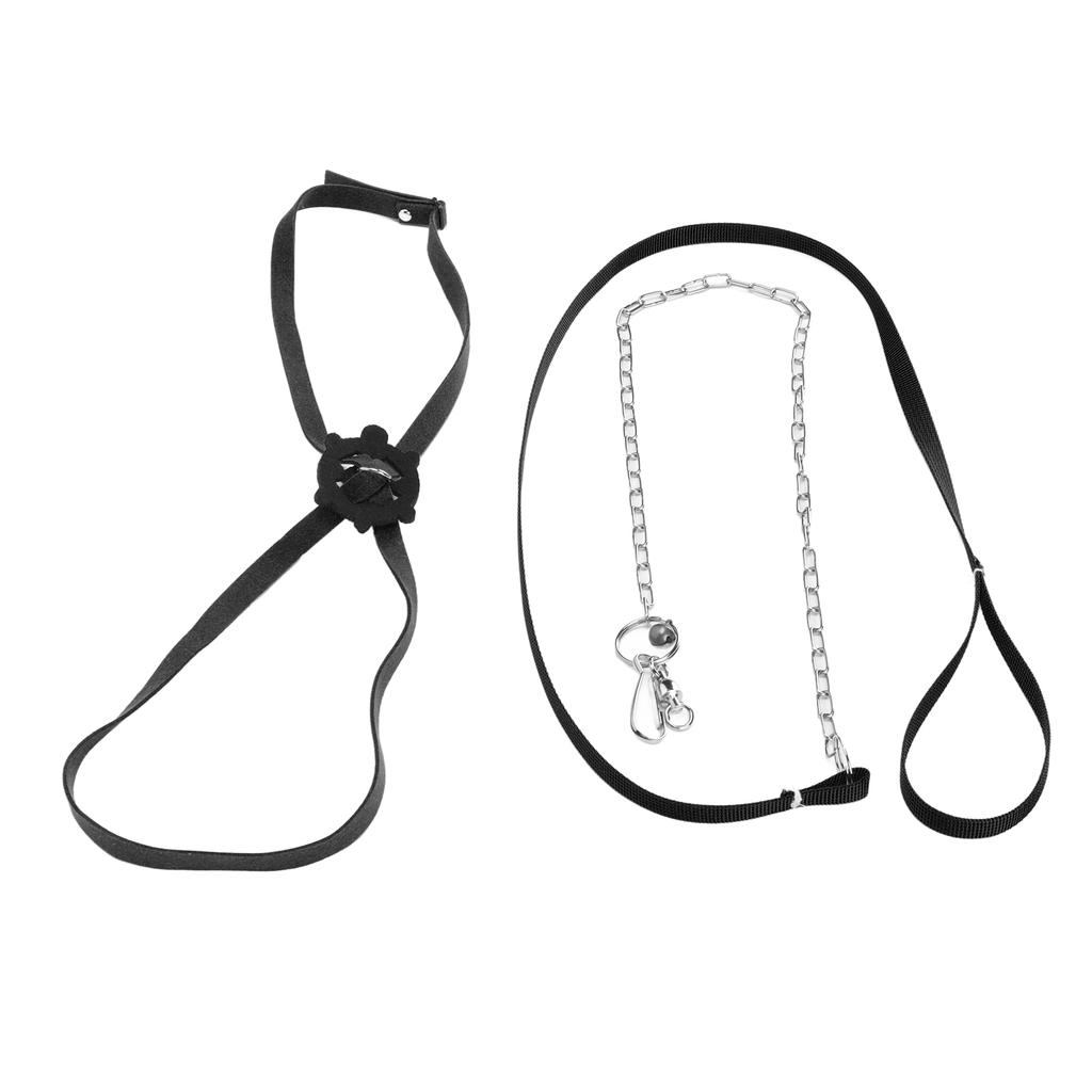 Schildkröten Geschirr Leine Verstellbar Hautfreundlich Haustier Geschirr Reptilien Leine für Draußen Schwarz L