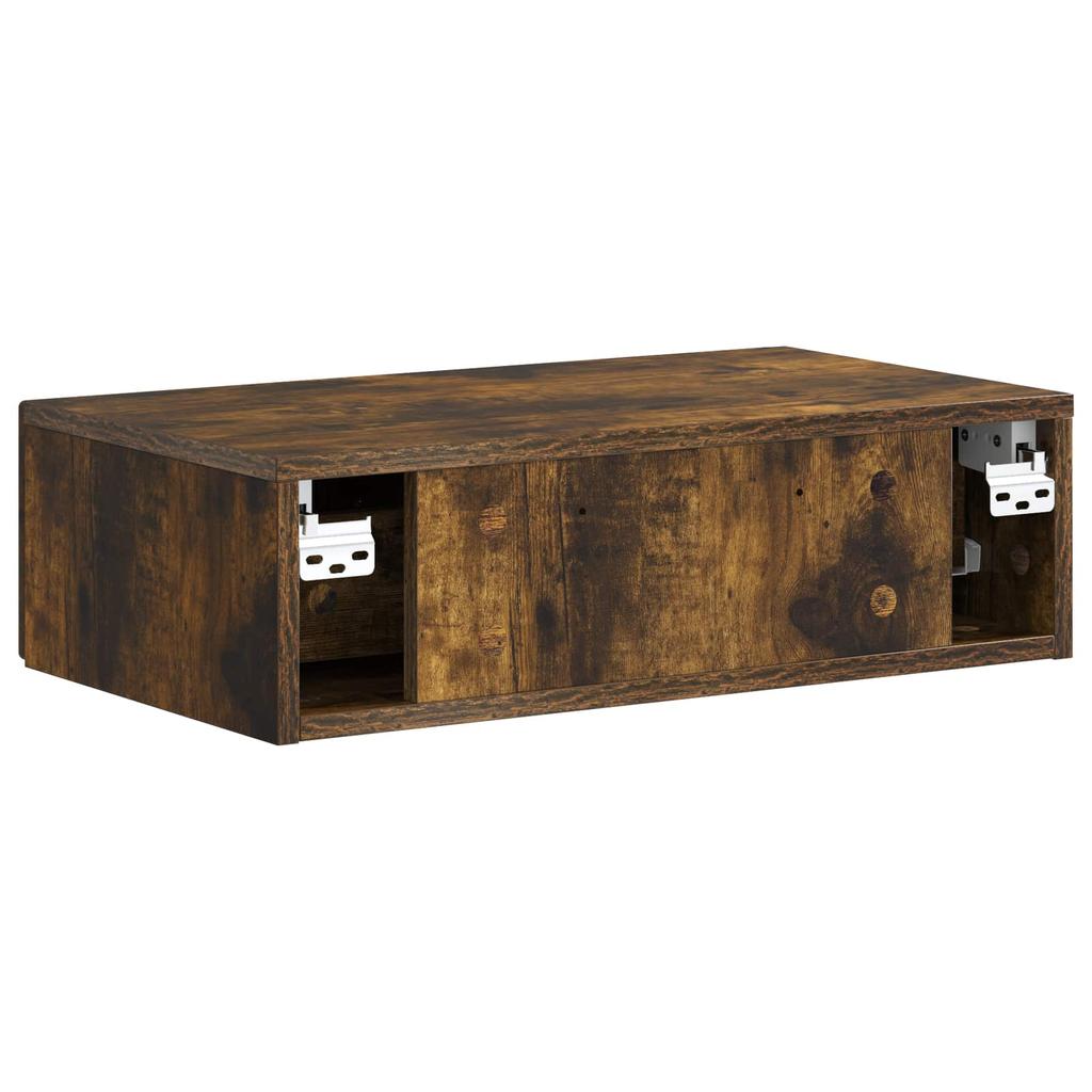 Wall Mounted Side Table Smoked Oak Wood Based Material
