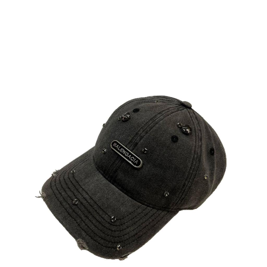 Alphabet French Paris Design Light Luxury Rhinestone Baseball Cap, Spring And Summer Soft Top Retro Washed Cap