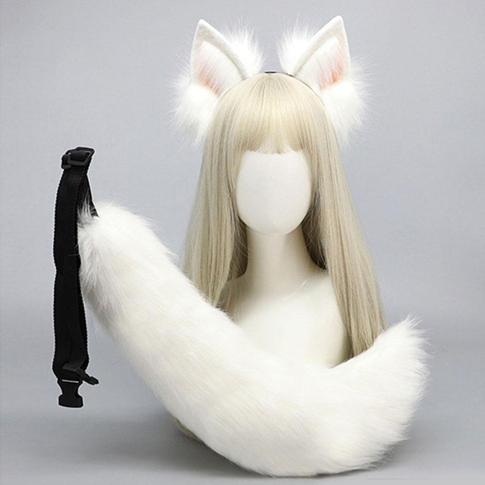 Handgemachtes Cosplay Tierohren-Haarband Roter Fuchs Wolfskönig Katze Bestienohr Kunstpelzschwanz Goldener Fuchs Anime Haar-Accessoires