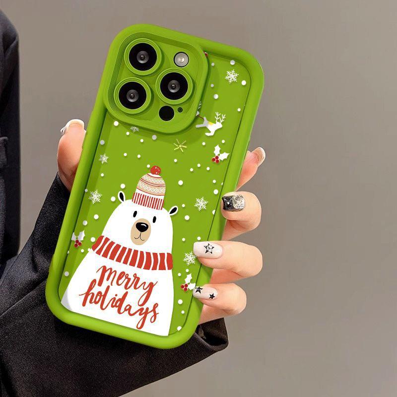 Christmas hat bear for iPhone17ProMax phone case 17 Apple 16 matte 14/15 Premium 13