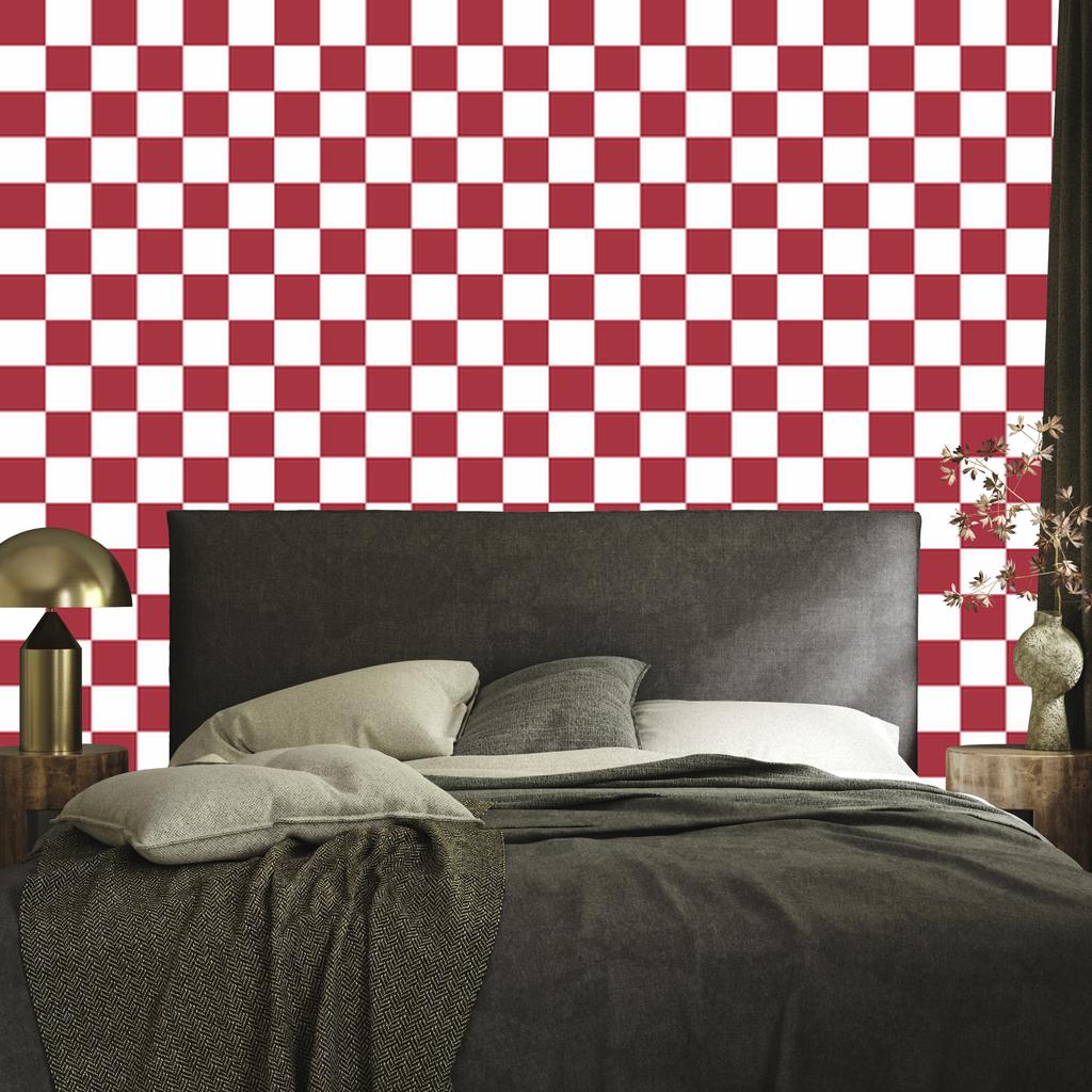 Red Checkerboard Wallpaper for Living Room and Bedroom 50x1000