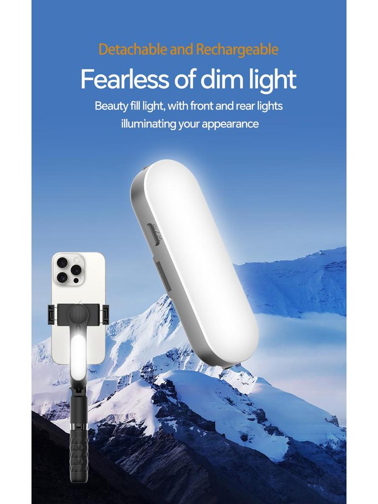 A6 Phone Stabilizer: Single-Axis Gimbal with Fill Light & Bluetooth Selfie Stick for Travel Vlogging