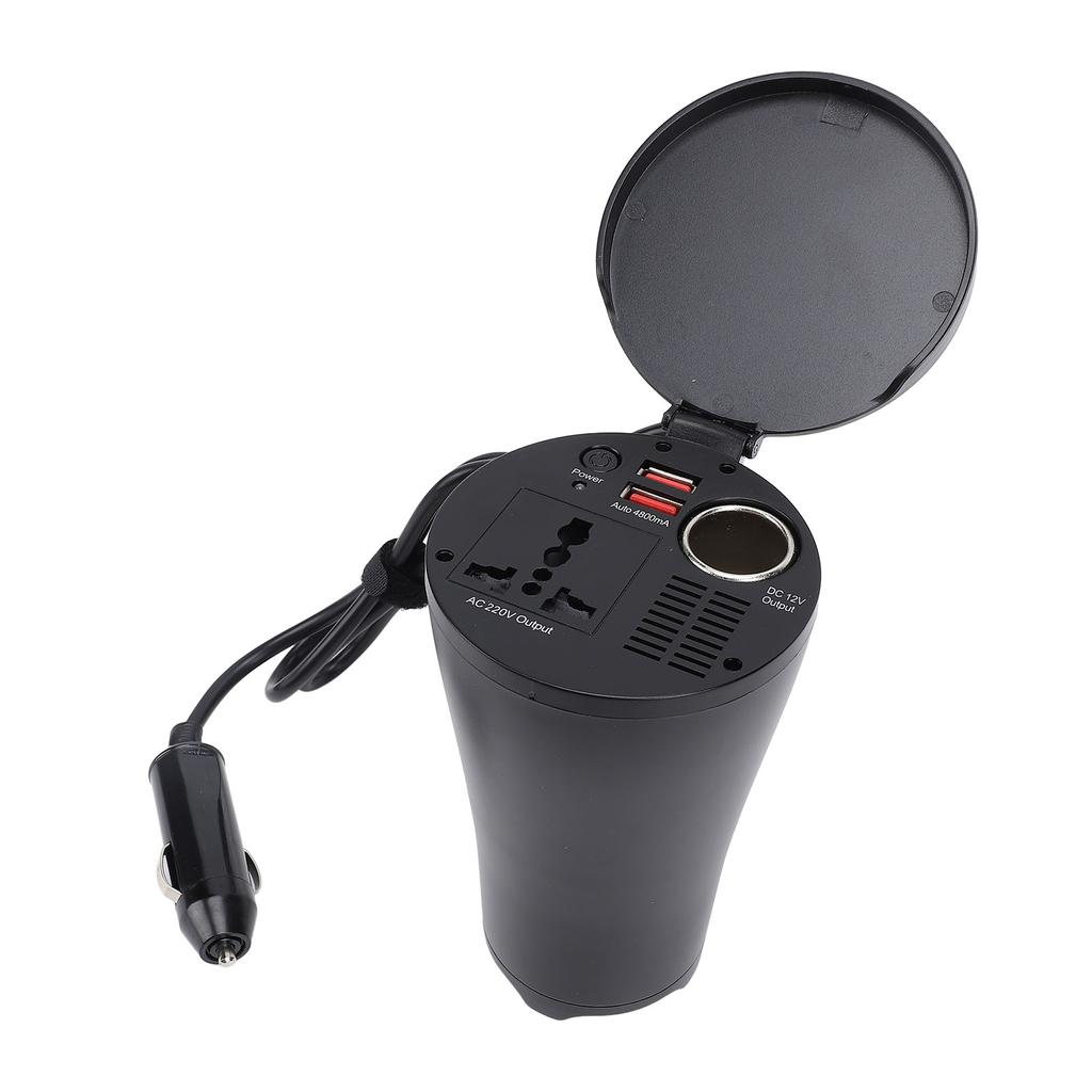 Power Inverter 150W 4 In 1 Cup Type 12V DC To 220V AC Car Inverter Converter with Dual USB Charger