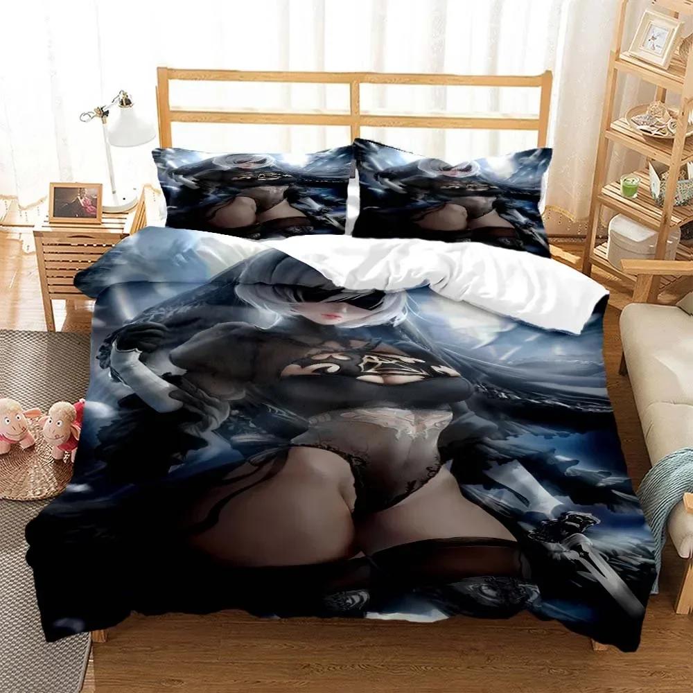 Sexy Anime Beauty Digital Print Comfortable Duvet Quilt Cover Pillowcase Bedding Set Children Bedroom Decoration Home Textile