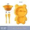 Cute Cartoon Kids' Divided Plate & Feeding Set: 4-Piece Infant Bowl, Spoon & Fork