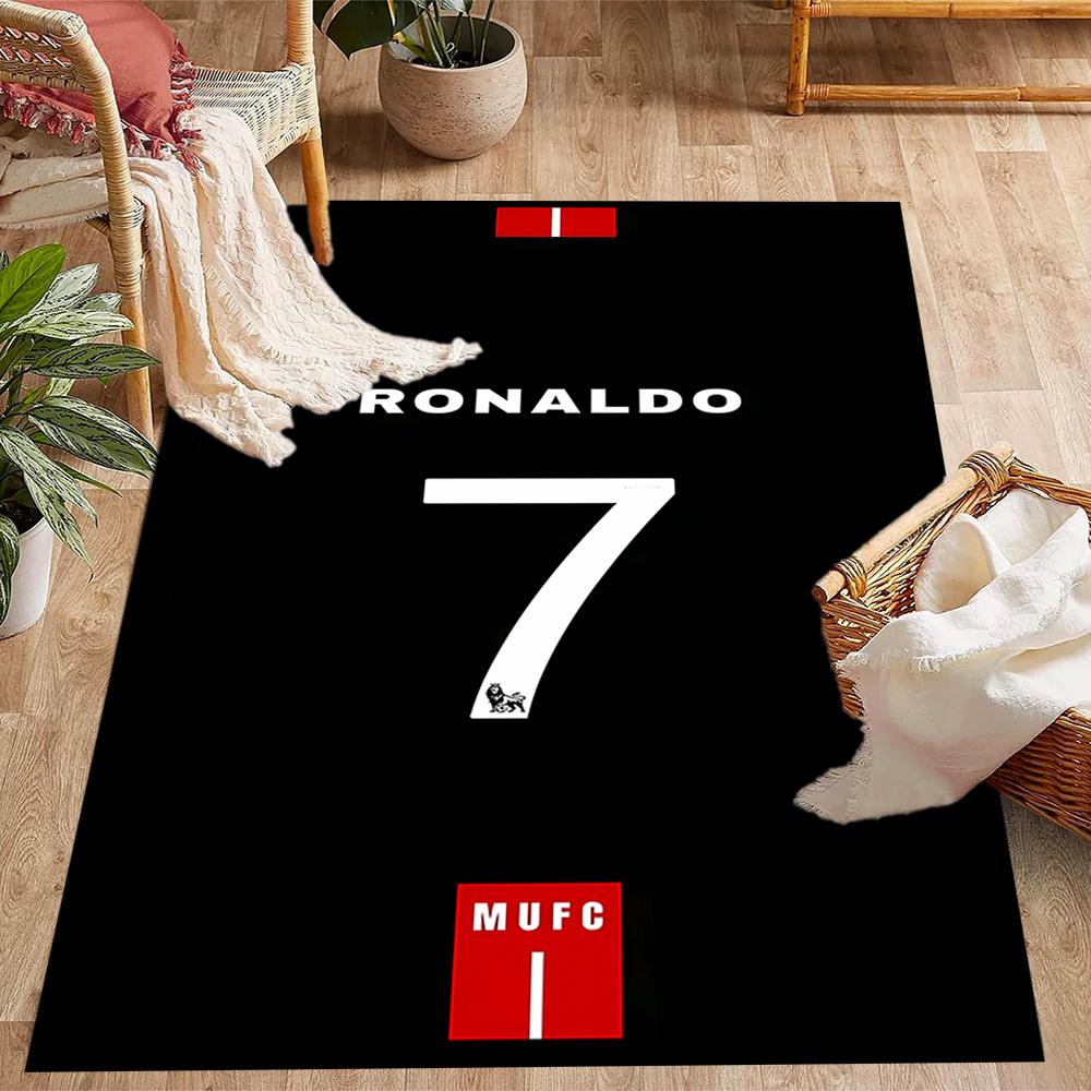 Ronaldo's Legendarische Nummer 7 Thema Anti-Slip Vloerkleden - Polyester Woondecoratie, Geschikt voor Slaapkamers, Woonkamers, Entrees, Studio's en Decoraties