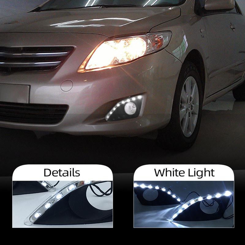 Car Flashing 2Pcs Daytime running light drl for Toyota Corolla 2007 2008 2009 2010 LED DRL fog lamp cover driving lights