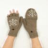 Gloves Men'S And Women'S Snowflake Flip Dual-Purpose Knitted Gloves Warm Jacquard Half-Finger Gloves