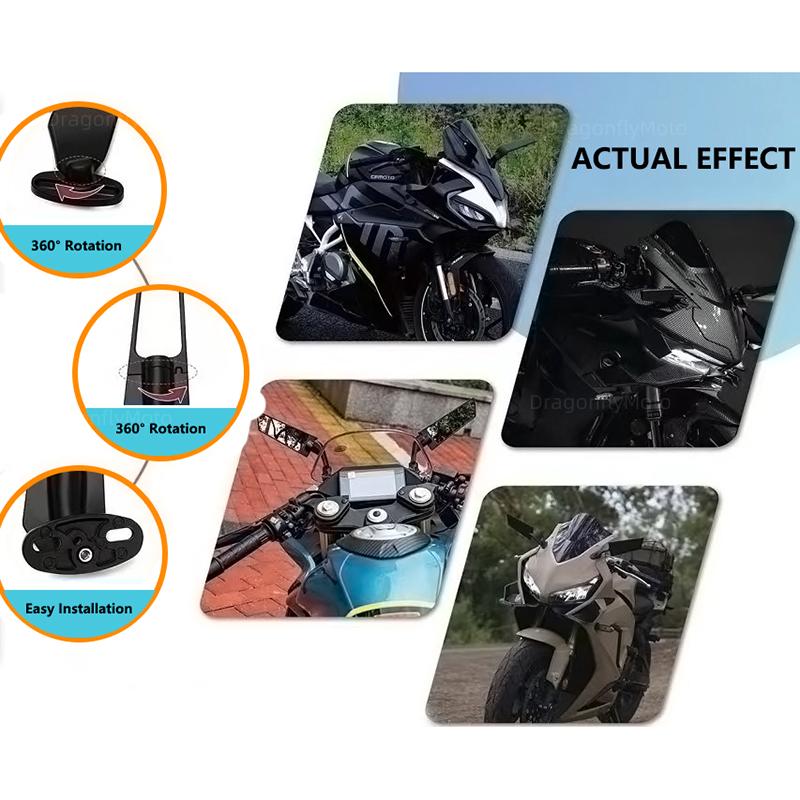 For YAMAHA YZF R6 R1 R25 R3 R125 R15 2025 Motorcycle Accessories Mirror Modified Wind Wing Adjustable Rotating Rearview Mirrors