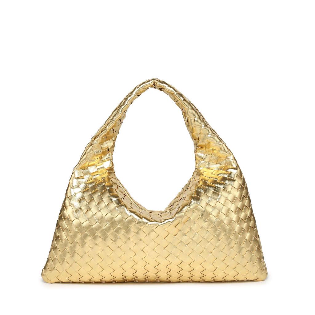 High-Capacity Soft Leather Hand-Woven Underarm Bag – Solid Color, Casual, and Stylish Handbag